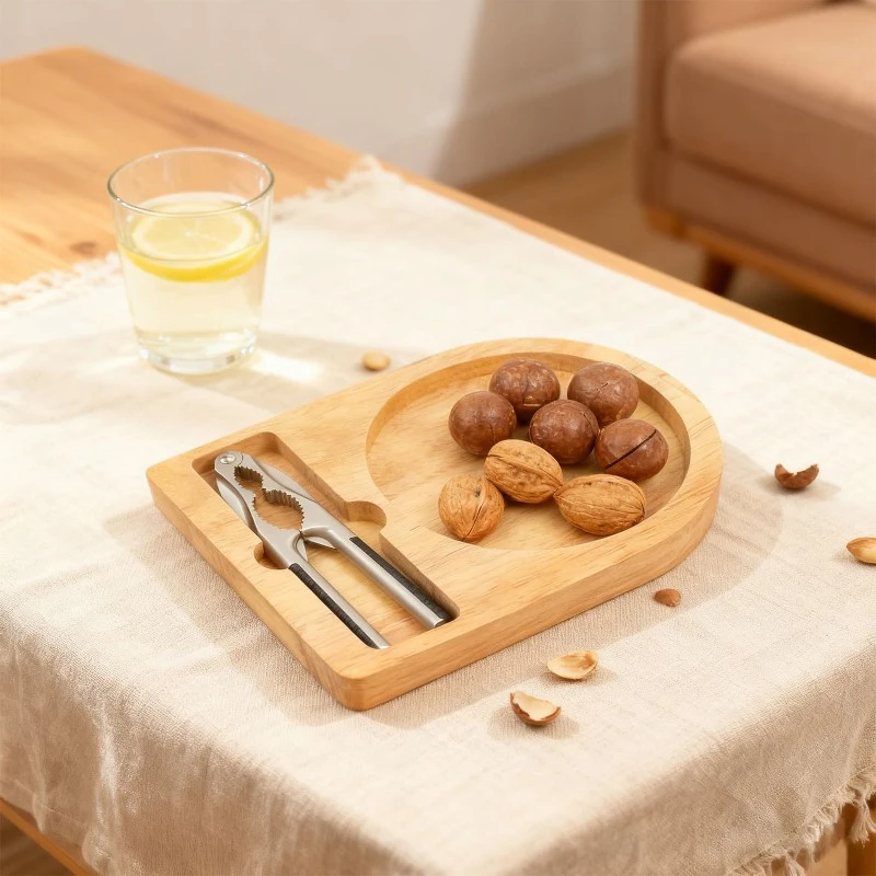 Wooden Tray with Stainless Steel Nut Cracker Wooden Tray with Stainless Steel Nut Cracker